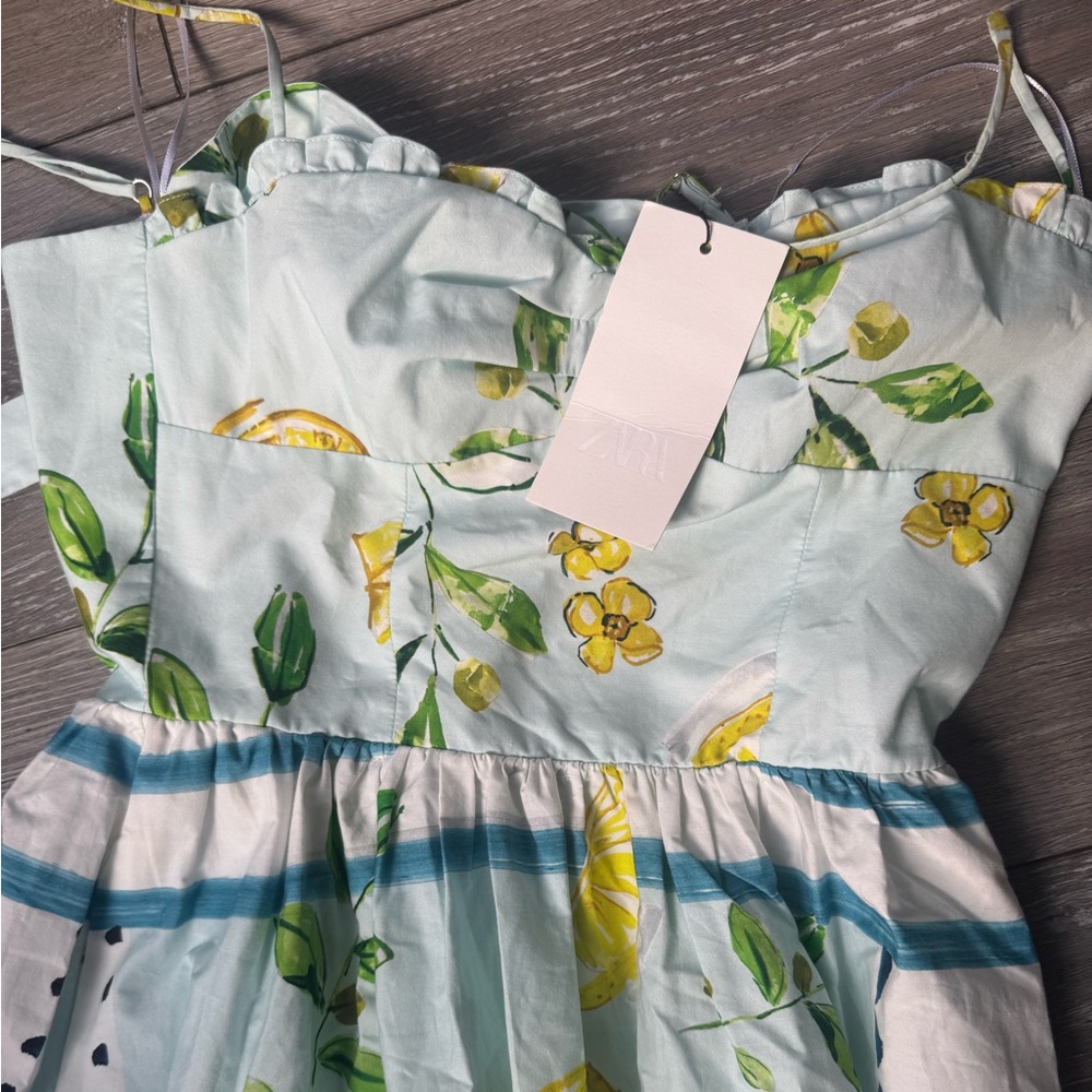 Lemon Print Poplin Spaghetti Strap Dress - Picture 4 of 5